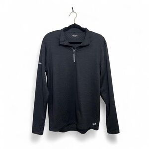 Charcoal Gray Textured Quarter-Zip Athletic Pullover with Thumb Holes